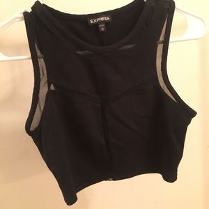 Black crop top with mesh details